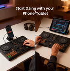 Pioneer DJ AlphaTheta DDJ-FLX2 Compact 2-Channel DJ Controller Bundle with Carrying Case, TRS Cable, and Austin