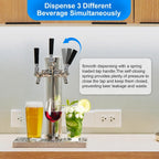 Kegerator Tower Standard 3 Tap Beer Tower with Self-Closing Beer Faucet