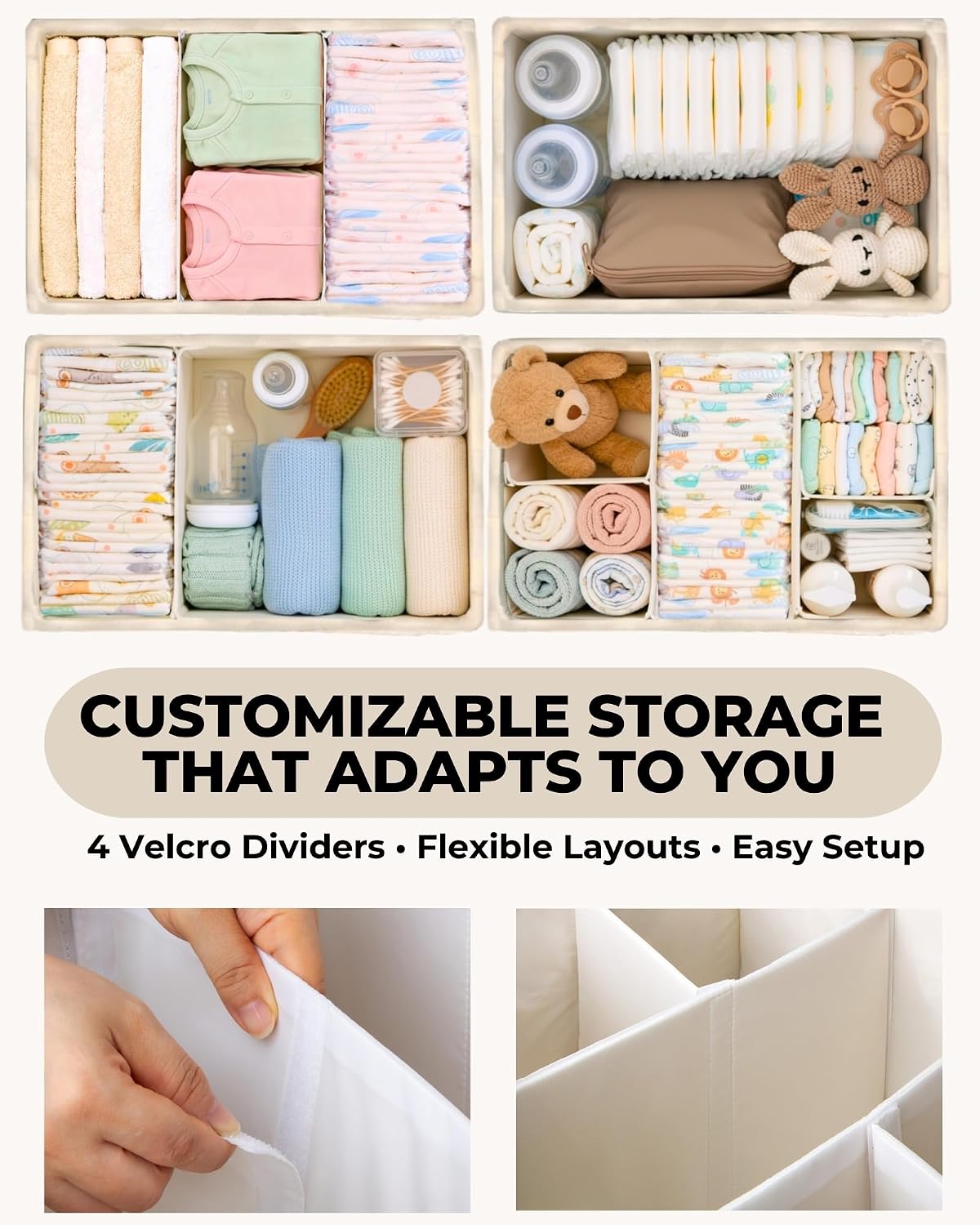 Baby Diaper Caddy Organizer with Portable Changing Mat - Teddy Fleece Diaper Organizer for Changing Table - Basket