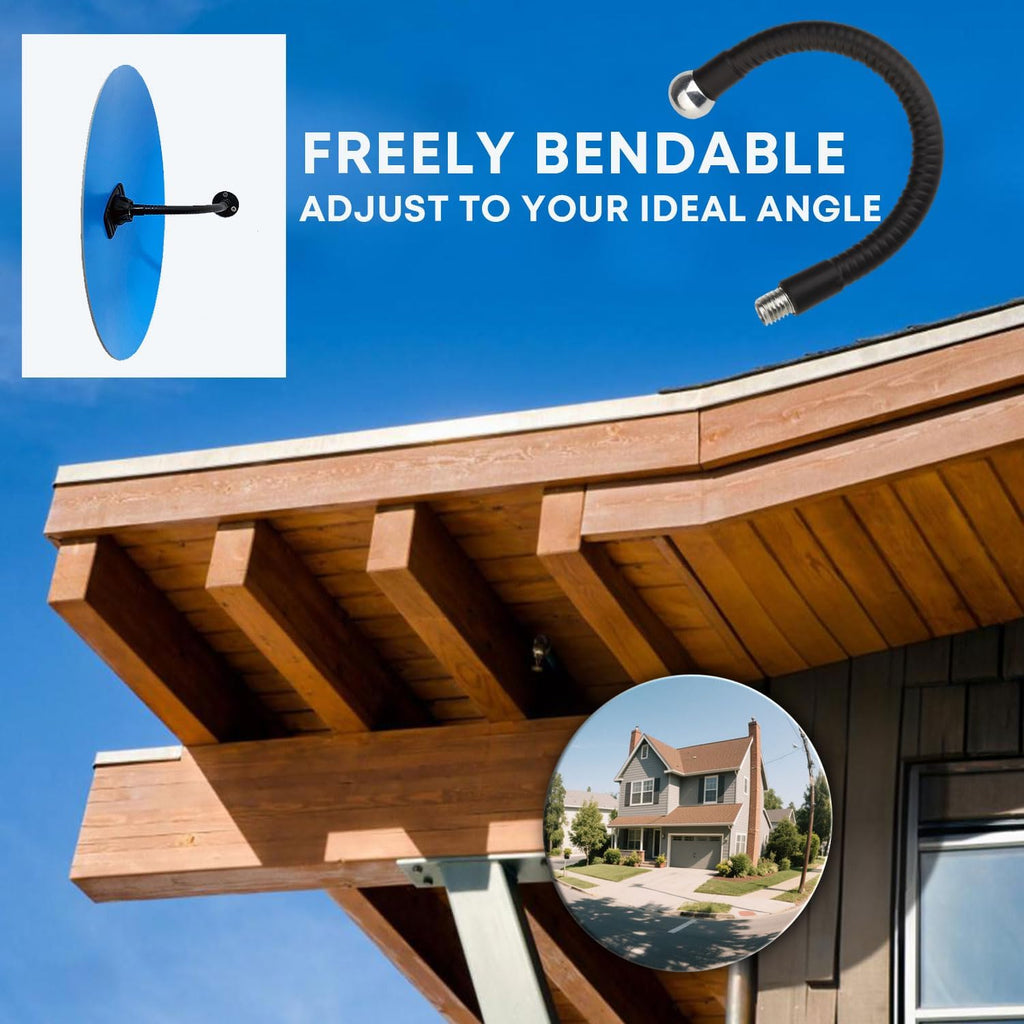 11.65 Inch Frameless 1.8mm Thick Acrylic Convex Mirror - Adjustable Wide Angle View Indoor Security Mirror for Garage