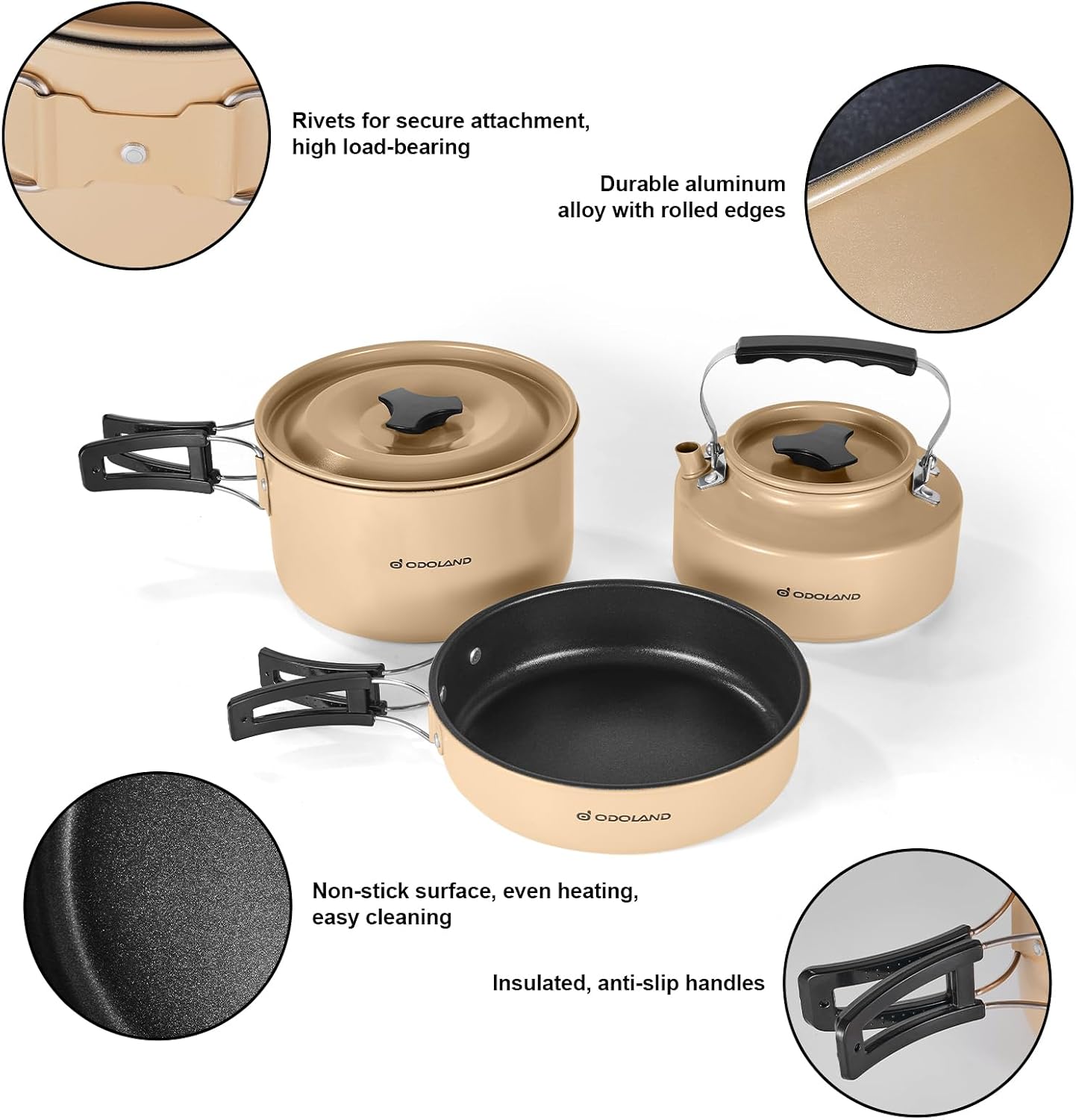 15pcs Camping Cookware Mess Kit, 1.9L Pot, for Camping, Backpacking | Anodized aluminum, for hiking, outdoor cooking