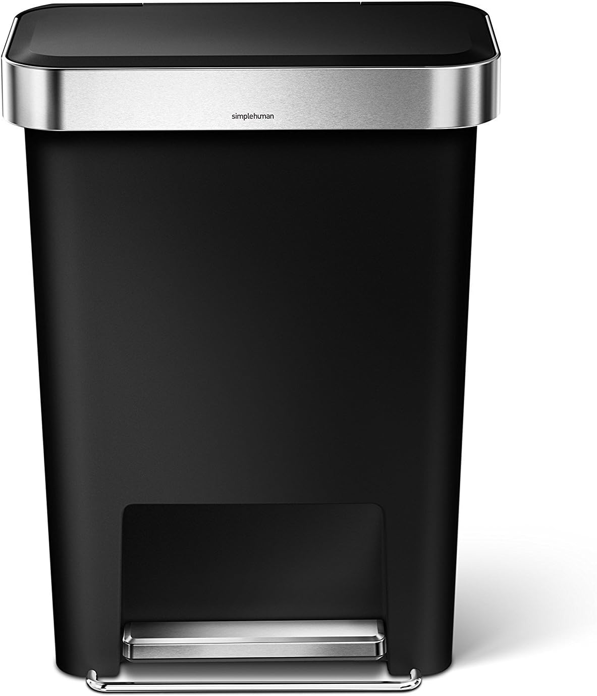 Hybrid Step Can, 45L / 12 Gallon Rectangular Kitchen Trash Can, Liner Rim System, Liner Pocket, 150,000-Step Pedal