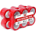 3" x 110 Yards Red Packing Tape, 12 Rolls - 2.0 Mil Carton Sealing Tape