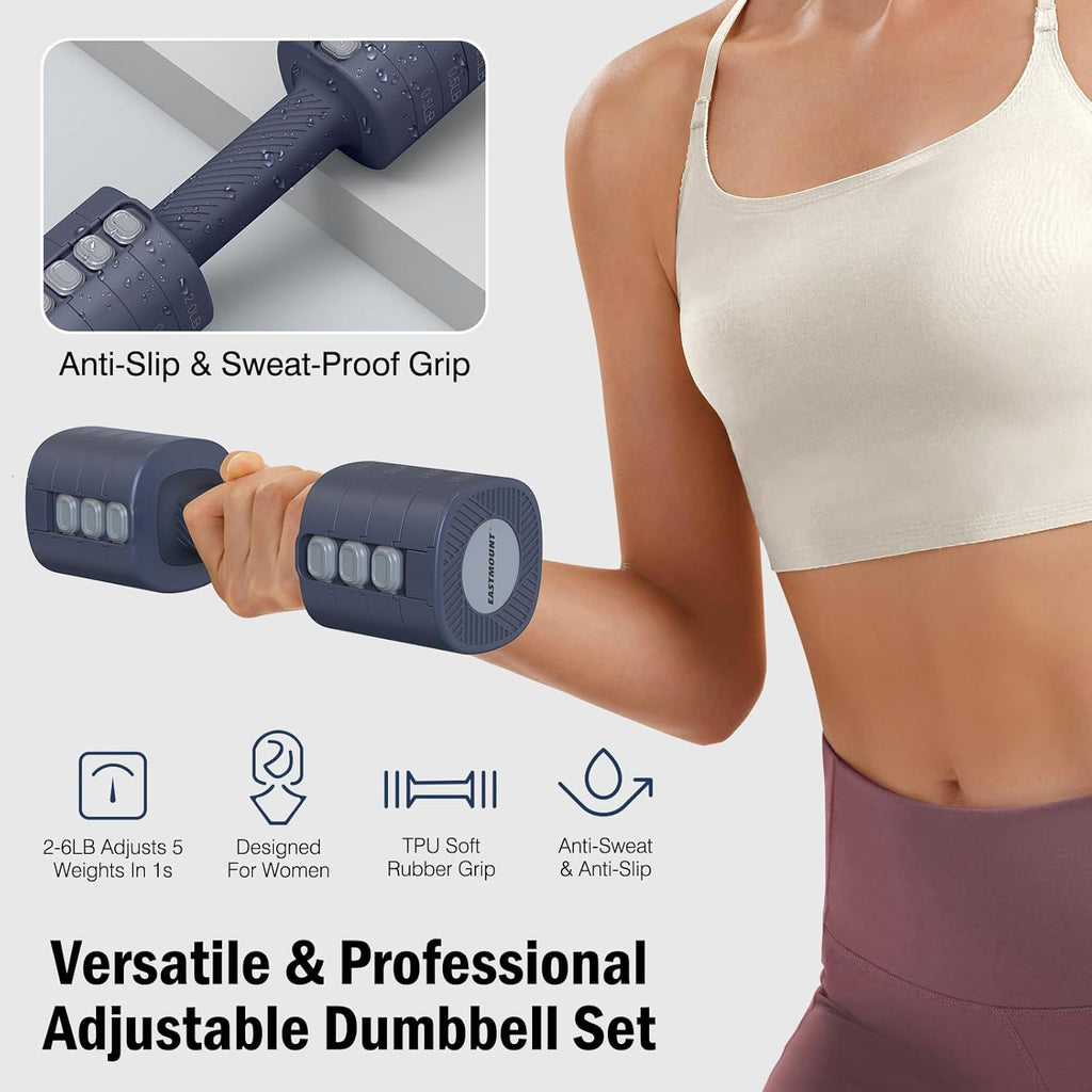 Adjustable Weight Dumbbells Set of 2, 8 in 1 Hand Weights for Women 2lb/3lb/4lb/5lb/6lb Dumbbell Weights Set 12