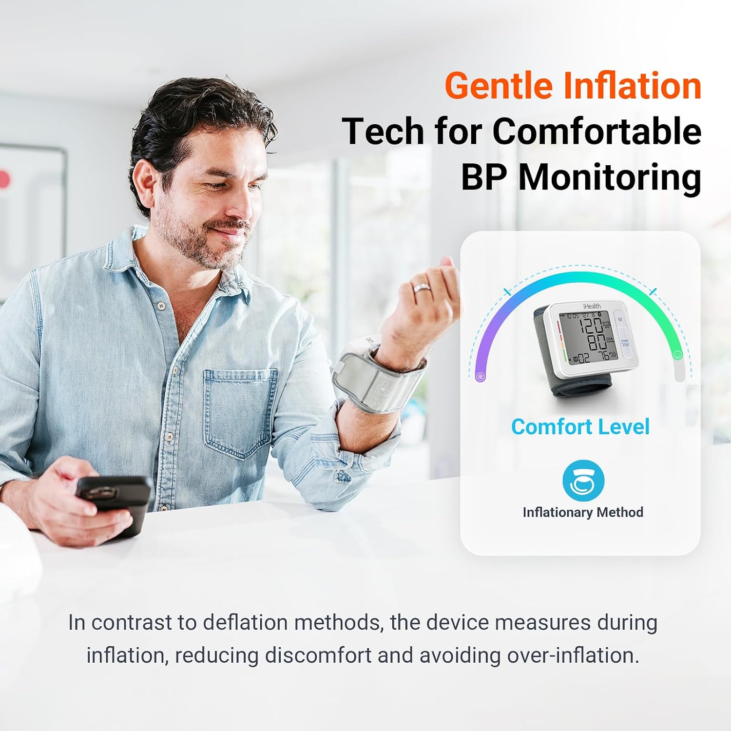 Push Wrist Blood Pressure Monitor, Portable BP Machine with App | Gentle Inflation, Effortless Data Syncing, Enhanced