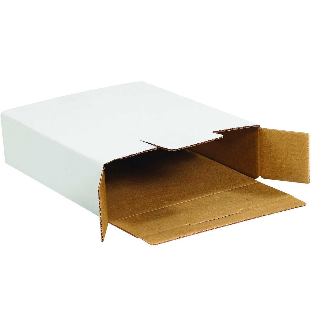 White Corrugated Side Loading Locking Mailing Boxes, 11 1/8" x 8 5/8" x 2 1/2", Pack of 50, Crush-Proof