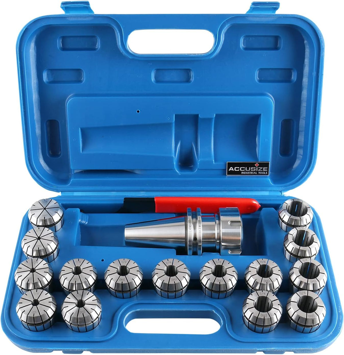 Accusize CAT40 ER40 Collet Chuck Set, 15 Pc, G6.3 12000 RPM