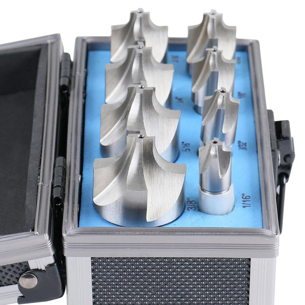 Accusize HSS Corner Rounding End Mill Set, 1/16" to 3/8", 8 Pcs