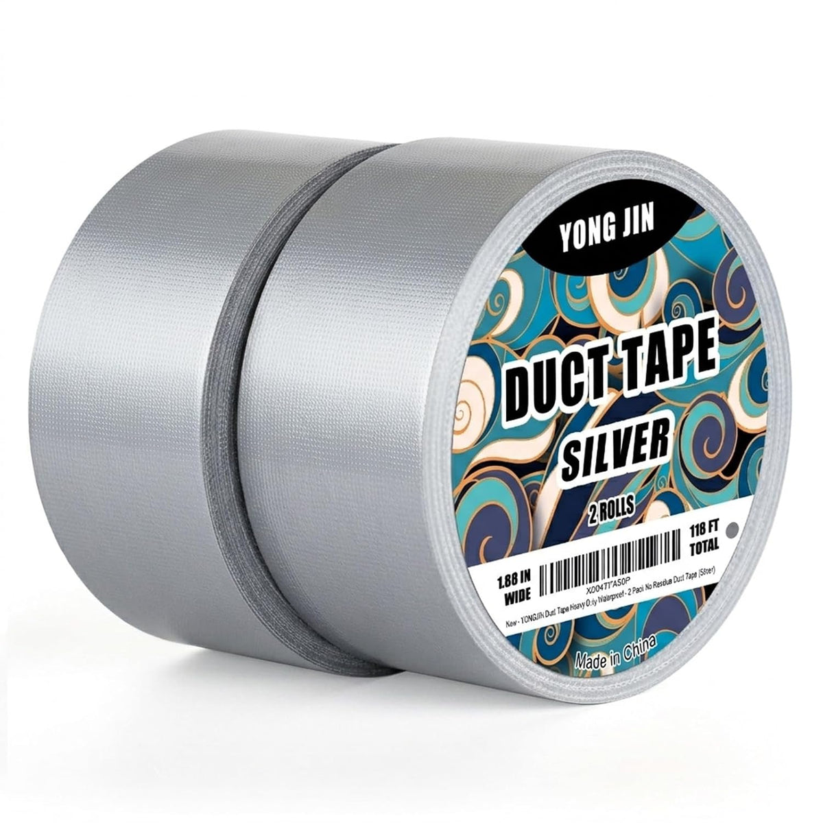 Silver Duct Tape Waterproof, 2 Pack, 2 Inch x 40 Yards Total