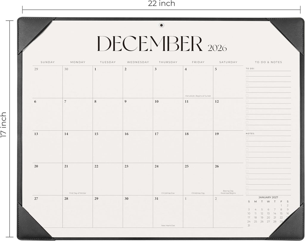 Simplified Desk Calendar 2026-2027 with Desktop Mat, Large Desk Pad Calendar from July 2026 to December 2027, 22 x 17