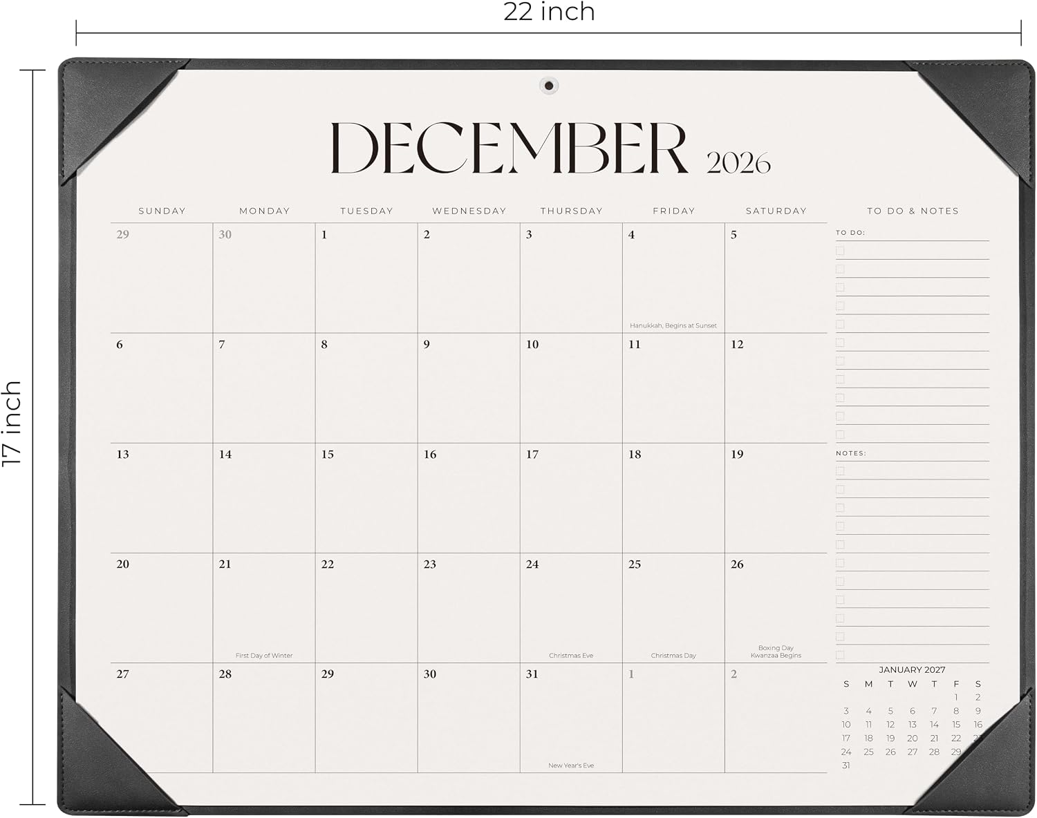 Simplified Desk Calendar 2026-2027 with Desktop Mat, Large Desk Pad Calendar from July 2026 to December 2027, 22 x 17