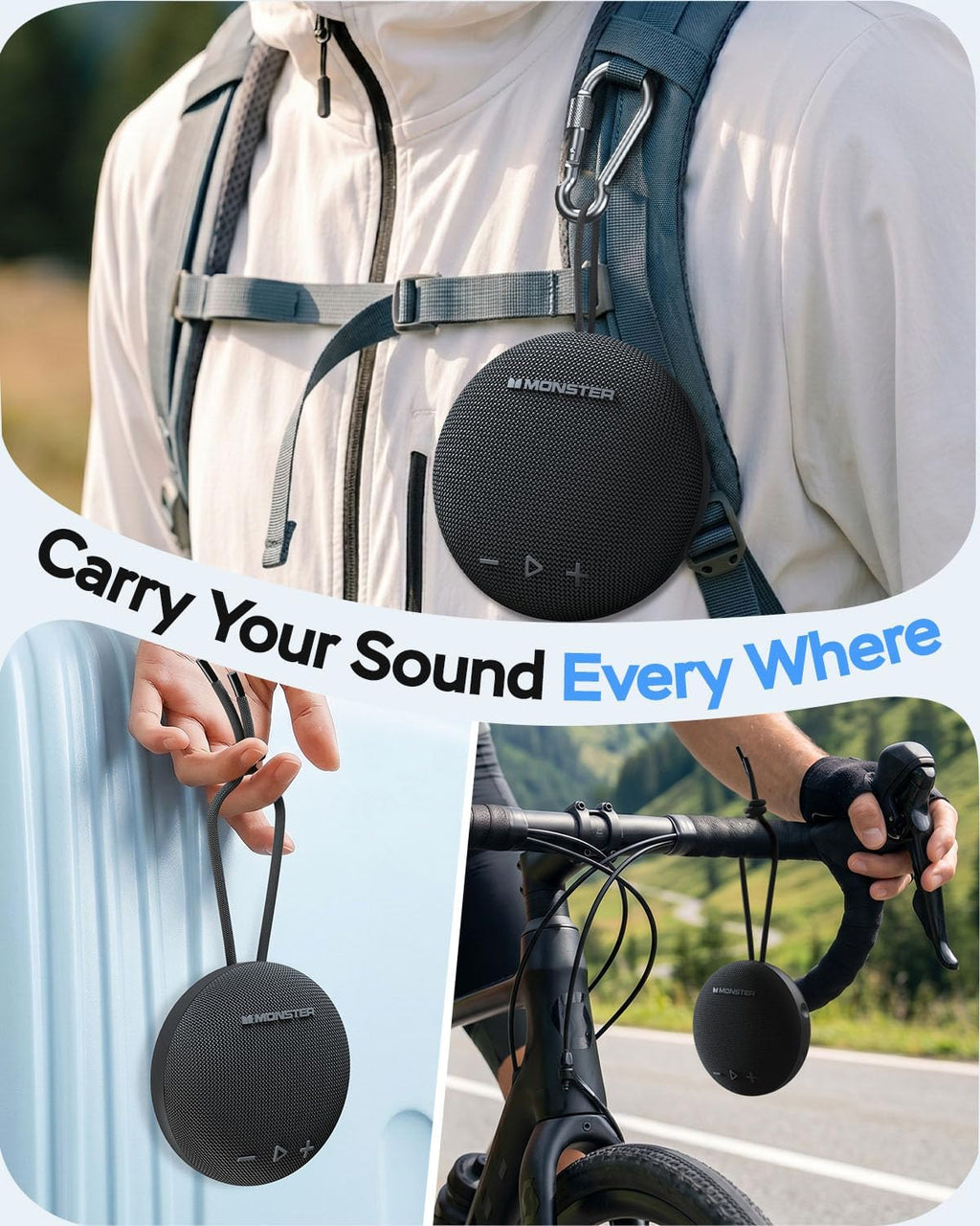 35W (peak) Monster Bluetooth Speaker, IPX8 Shower Speaker Waterproof, Bluetooth 5.4 with Loud HD Sound and Robust