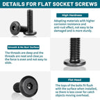 61Pcs M8 Flat Head Hex Socket Cap Screws Assortment Kit, M8x 10mm/12mm/20mm/25mm/30mm/35mm/40mm/50mm/60mm Socket Cap Bolts,304 Stainless Steel 18-8, Full Thread, Black Oxide with Hex Spanner
