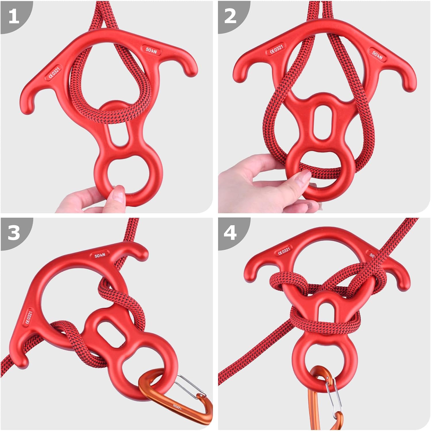 Figure 8 Descender, 35KN 50kN Rescue Figure Belay Device Belaying and Rappelling Gear Descender Rigging for Climbing