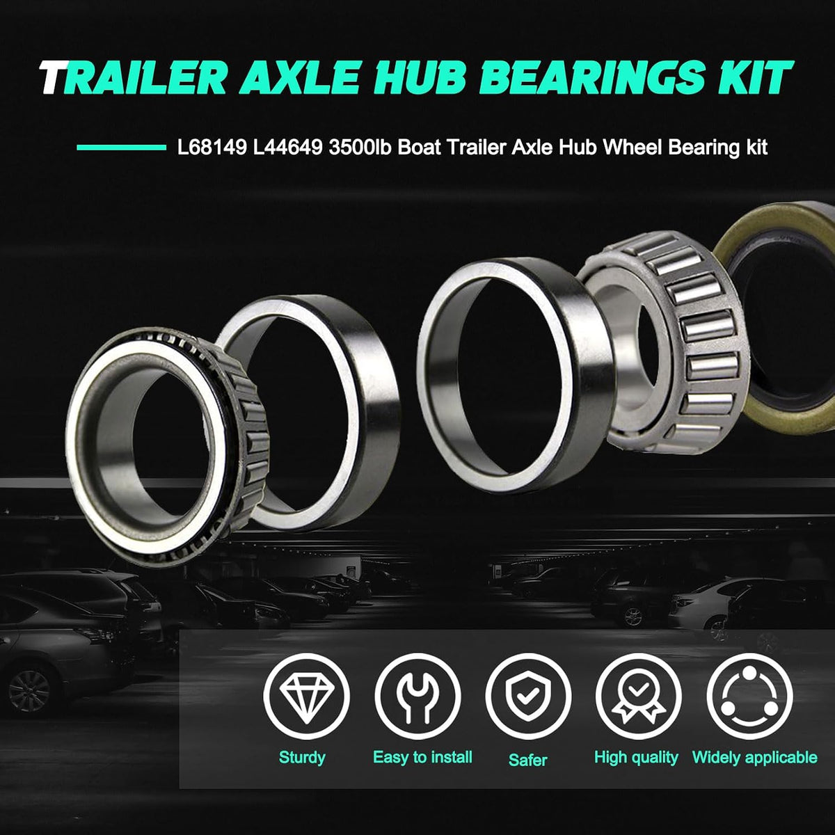 4 Sets 3500lb Trailer Bearing Kit L68149 L44649 Trailer Axle Kit,Boat Trailer Bearing Kit 171255TB Seal Fits for