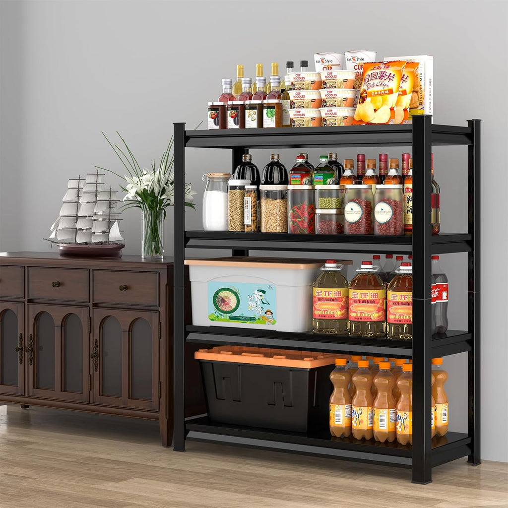 40" W Garage Shelving Heavy Duty, 1800LBS Loads Garage Storage Shelves Heavy Duty, 4-Tier Metal Shelving Units and