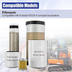 Blrack HH151-32430 Maintenance Filter Kit Fits for Kubota KX033-4