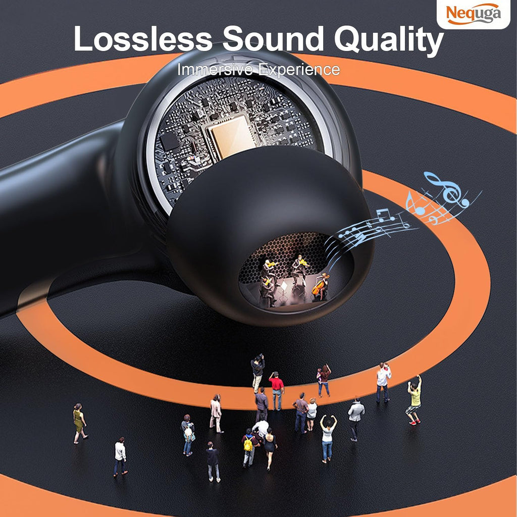 Wireless Earbuds Bluetooth Headphones, 50H Playtime Ear Buds with Mic, LED Digital Display Charging Case, IPX7