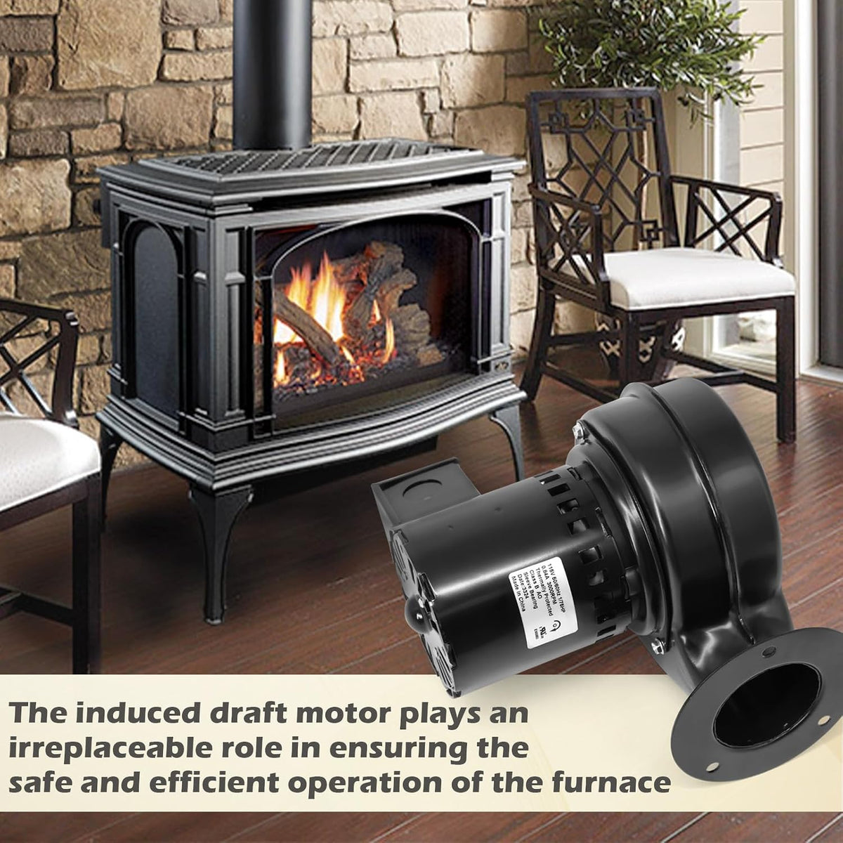 Draft Inducer Blower Motor Compatible with Dayton 1TDP3, 1TDP3A, 4C443, Fasco 50748-D500, 7021-5713, 9MRW2 Wood Furnace & Stove Centrifugal Blower Fan Replacement
