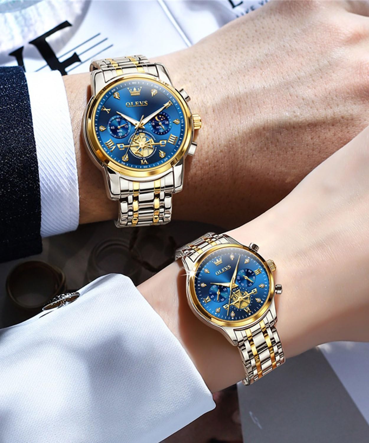 Couple Watch His and Her Set Matching Watch Mens Womens Diamond Romantic Valentine’s Day