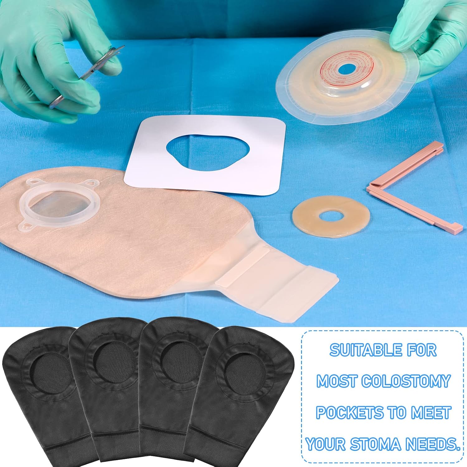 4 Pcs Ostomy Bag Cover Washable Pouch Liner,2.8 Inch Diameter