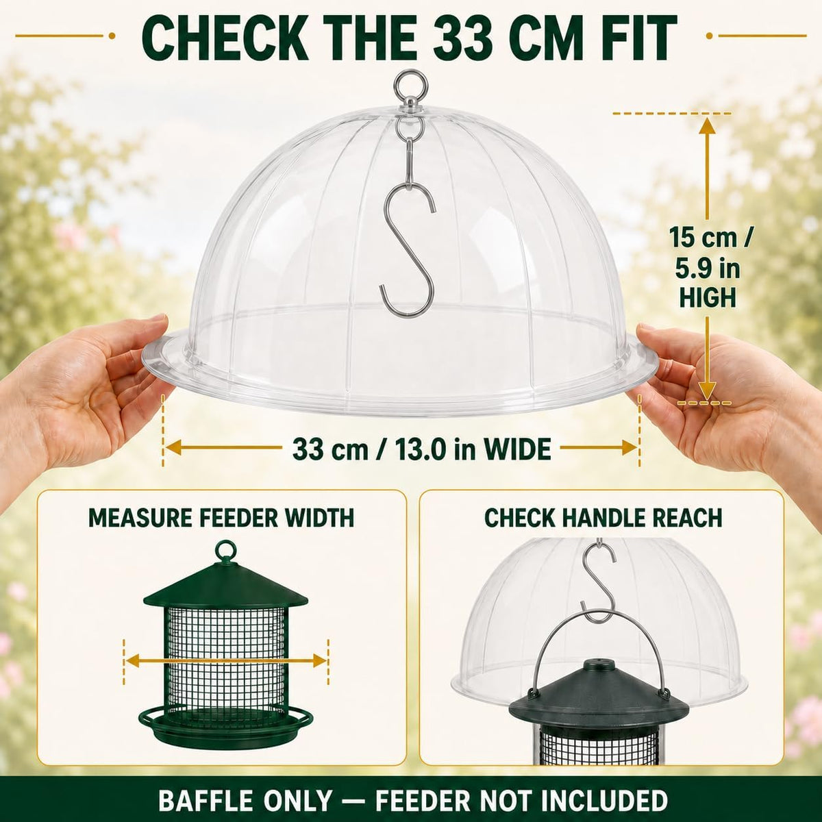 13 Inches Solid Clear PC Wobbly Squirrel Proof Baffle Deflector for Bird Feeder, Fit up 1.5 Inches + Pole/Post