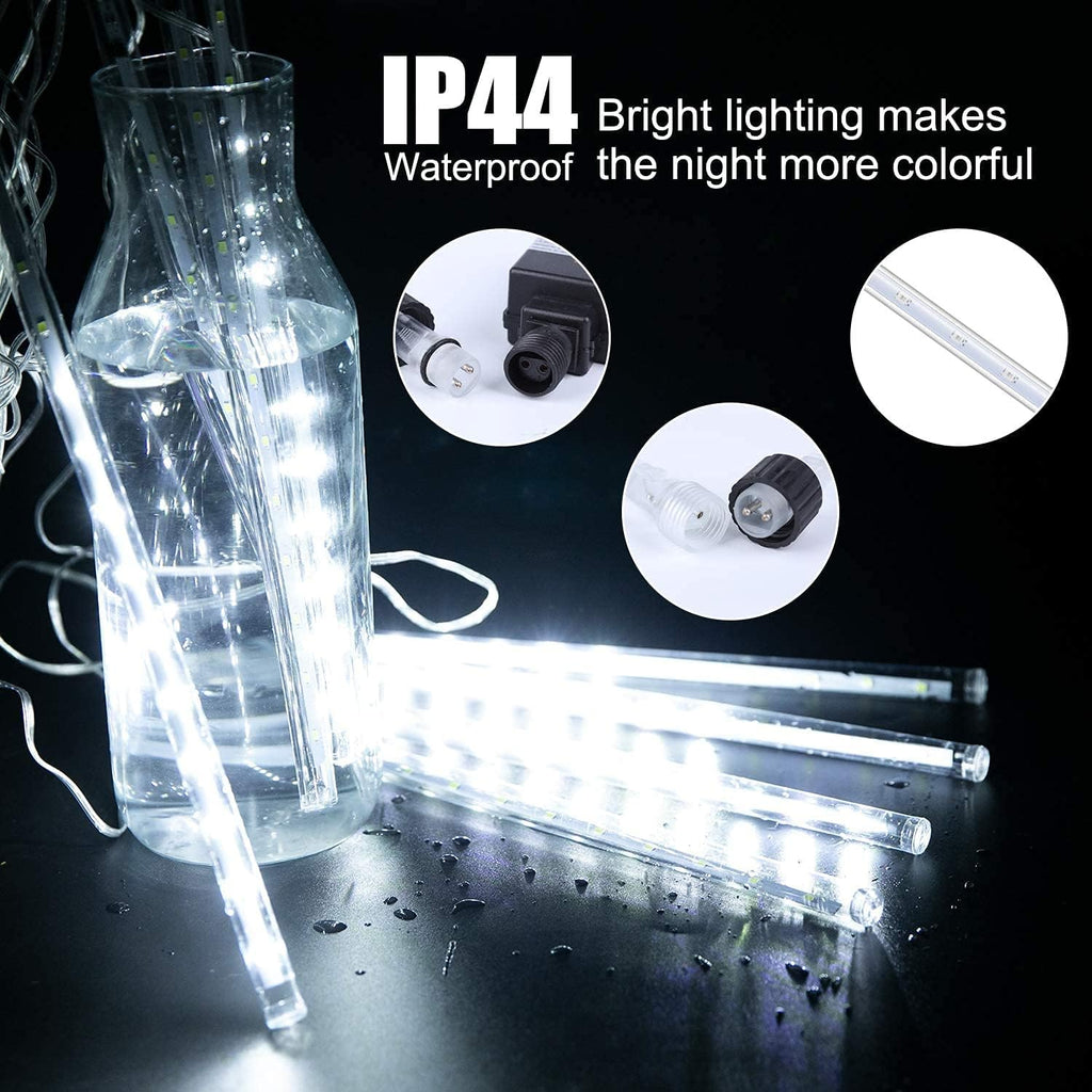 Christmas Lights Outdoor, 16 Inch 10 Tube 360 LED Icicle Lights | Connectable Meteor Shower Light Outdoor, Hanging