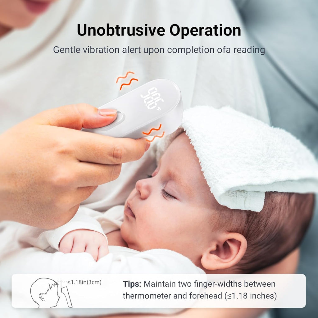 No-Touch Forehead Thermometer for Adults, Kids, Babies - 1s Fast Accurate, 3 Ultra-Sensitive Sensors, Quiet Vibration