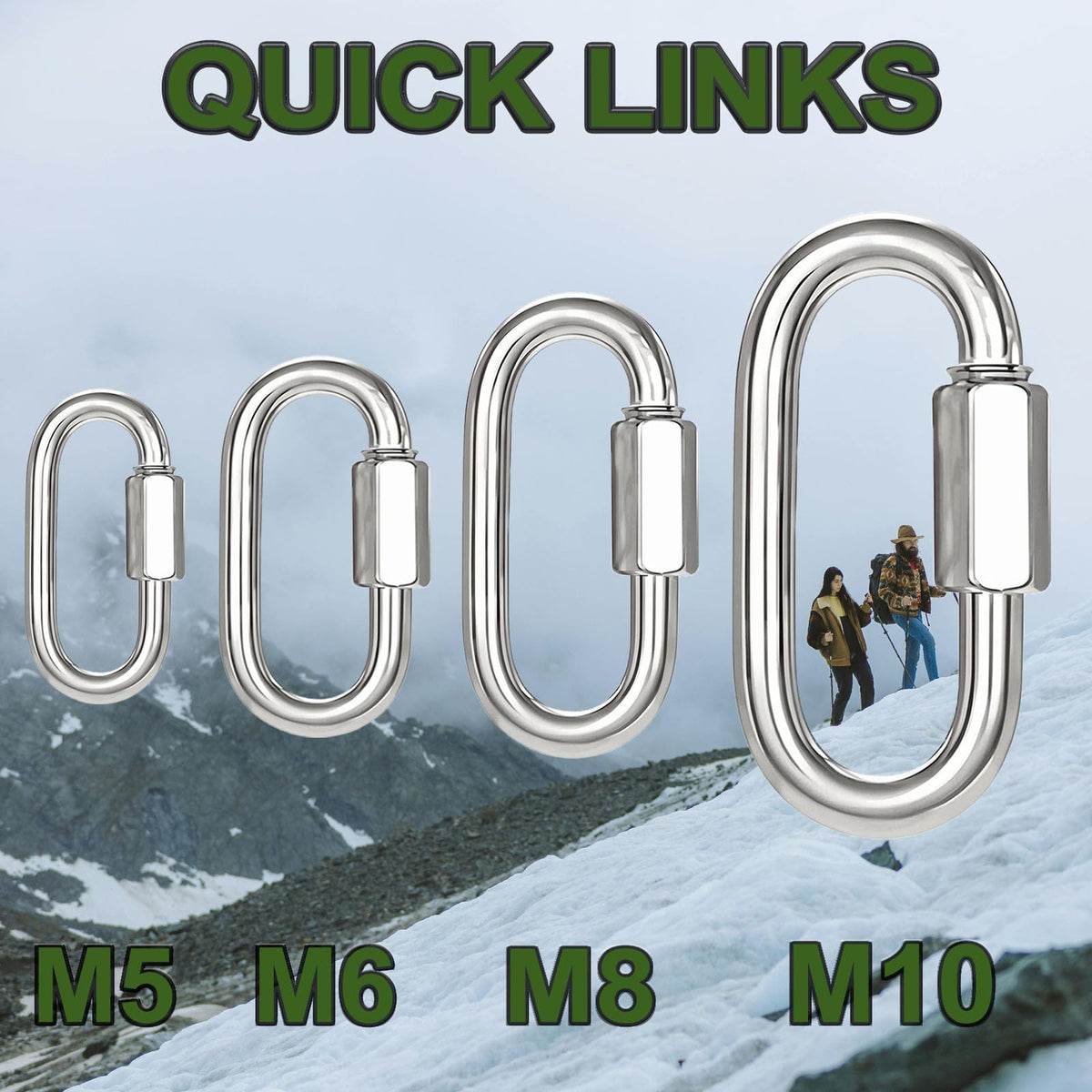 2.36IN Quick Link, Heavy Duty Chain Link (Silver,8PCS)