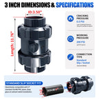 UPVC Spring Ture Union Check Valve, 3inch SCH80 Swing Backflow Valve