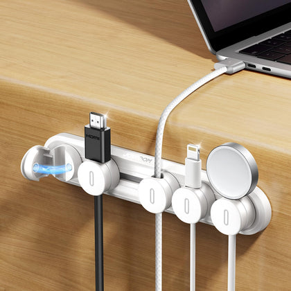 5-in-1 Magnetic Cord Organizer JOYROOM Cable Clips[Adjustable Sliding Track] Under Desk Adhesive Cord Management Wire