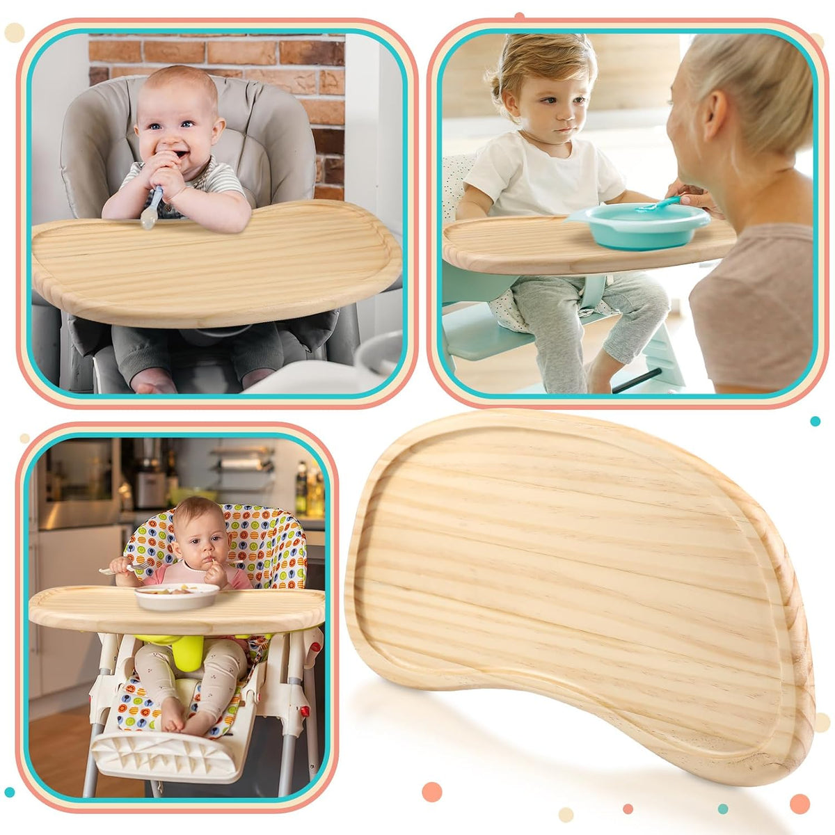 Baby Wooden High Chair Tray Universal Replacement for Toddlers