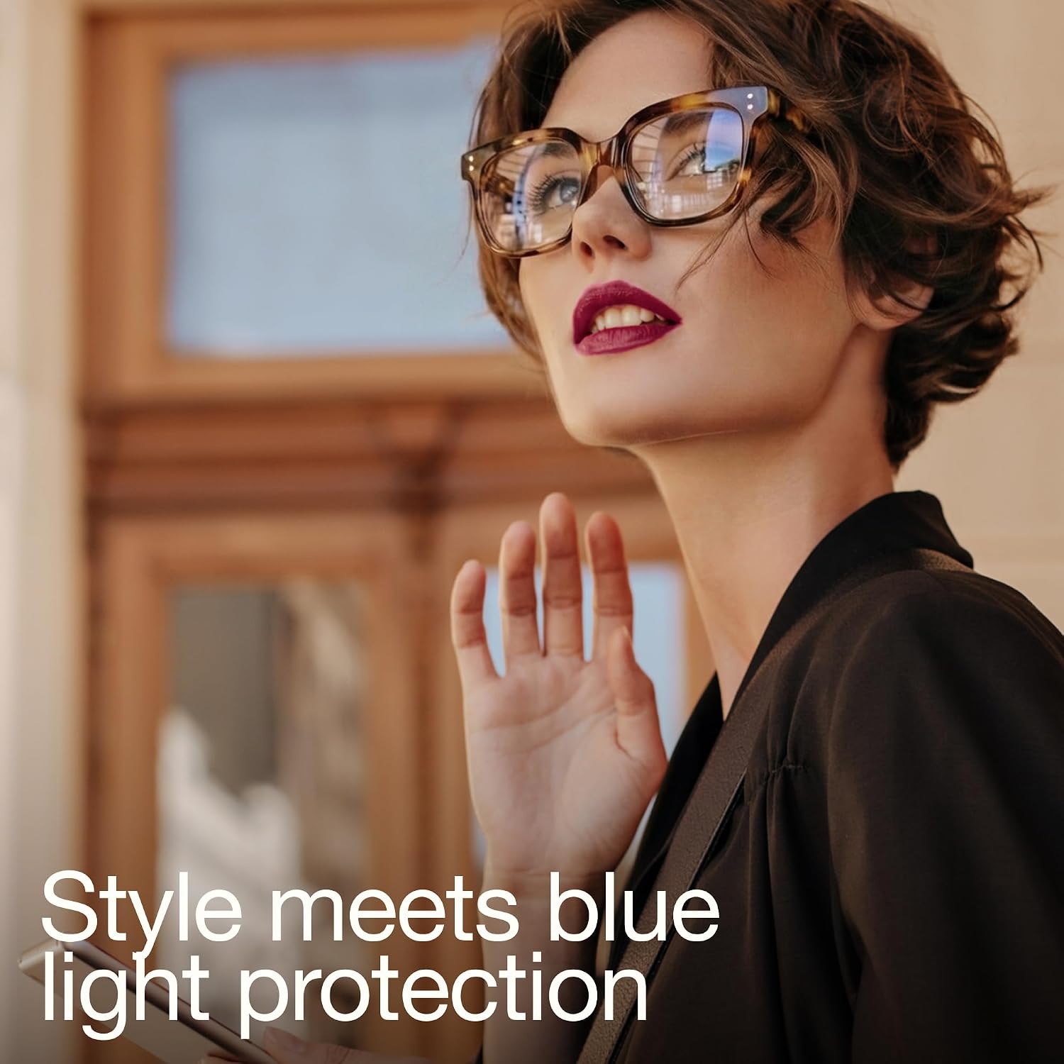Blue Light Glasses for Women - Oversized UV & Blue Light Blocker Chunky Frames, Stylish Eyewear Access