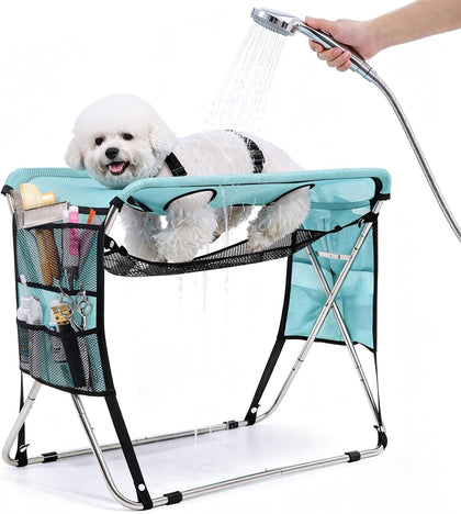 New Update Dog Grooming Hammock with Stand, Foldable Pet Grooming Table for Home, Senior Dog Joint Support Protect