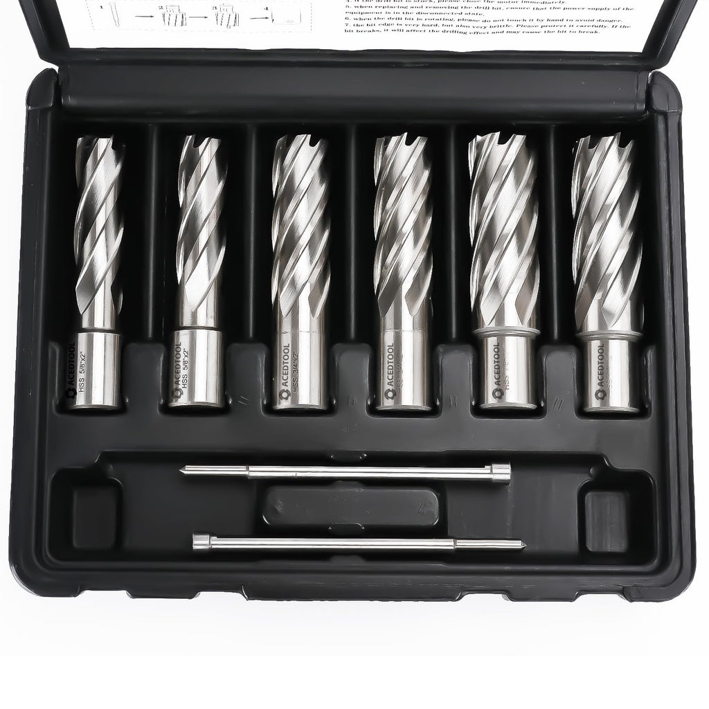Annular Cutter Set, 6pcs, 5/8", 3/4", 7/8" Cutting Diameter