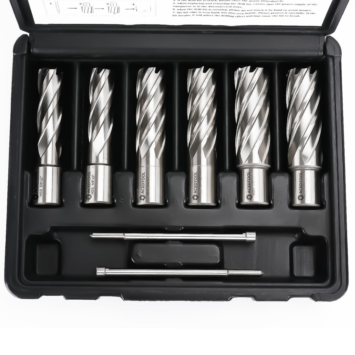Annular Cutter Set, 6pcs, 5/8", 3/4", 7/8" Cutting Diameter