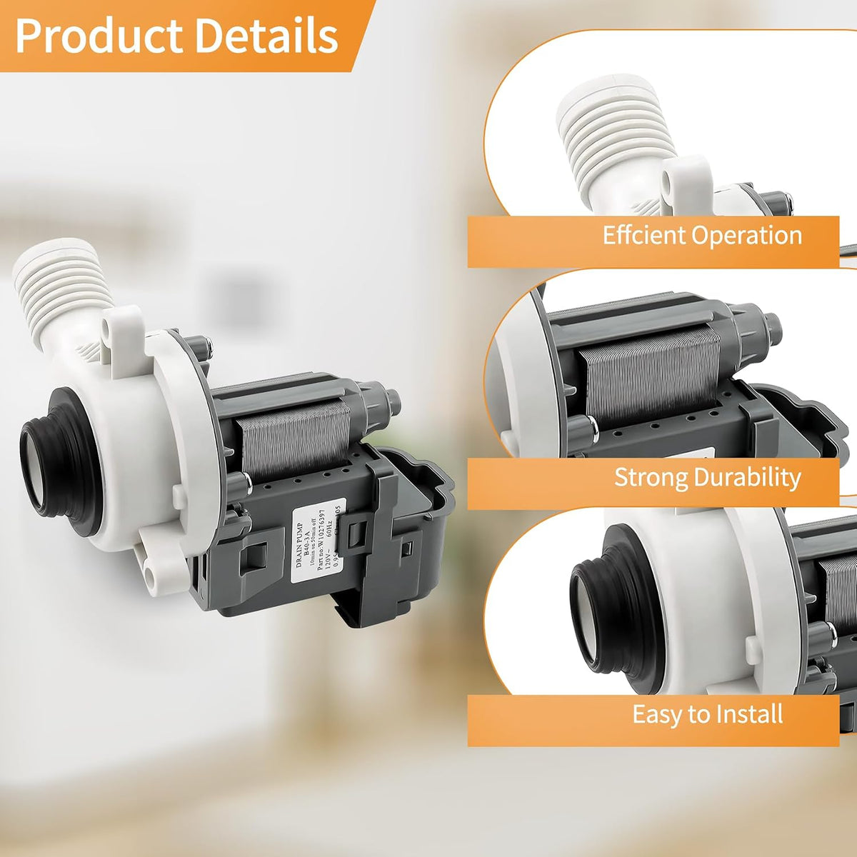 WTW4800XQ2 WTW4800BQ0 Washer Drain Pump Fit for maytag whirlpool