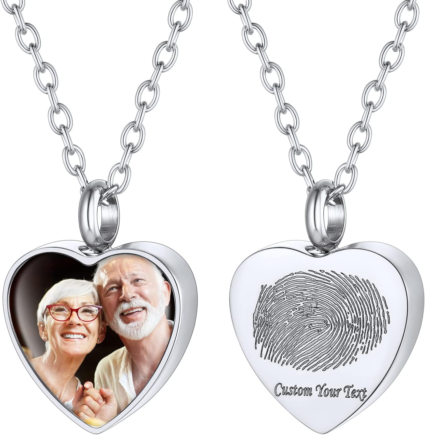 Customized Heart Shaped Urn Necklaces for Ashes with Custom Picture/Birthstone Stainless Steel/18K Gold Plated