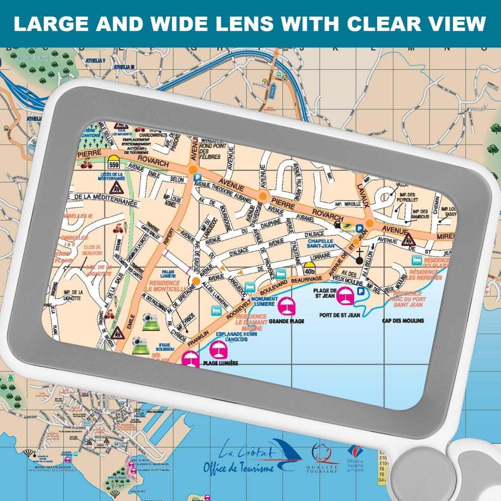 Rechargeable Magnifying Glass with Light for Reading, 6X Large Page Magnifier with LED Lighted for Seniors Low