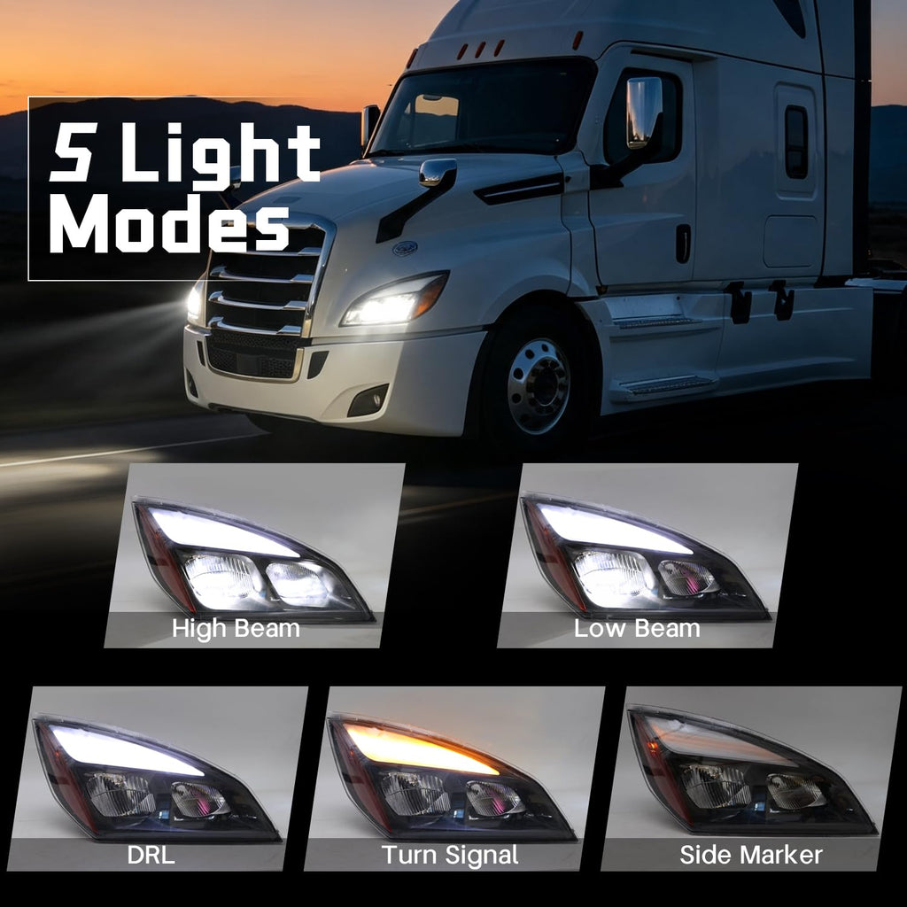 LED Headlights Assembly Fit for Freightliner Cascadia 2018-2024 Pair