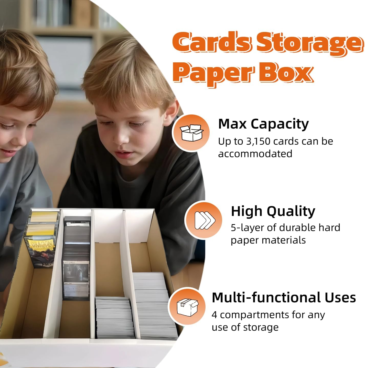 4 Set Sports Card Storage Boxes 3150 Count Bulk Card Trading Cards Collection Box Cardboard Card Storage Box for Card