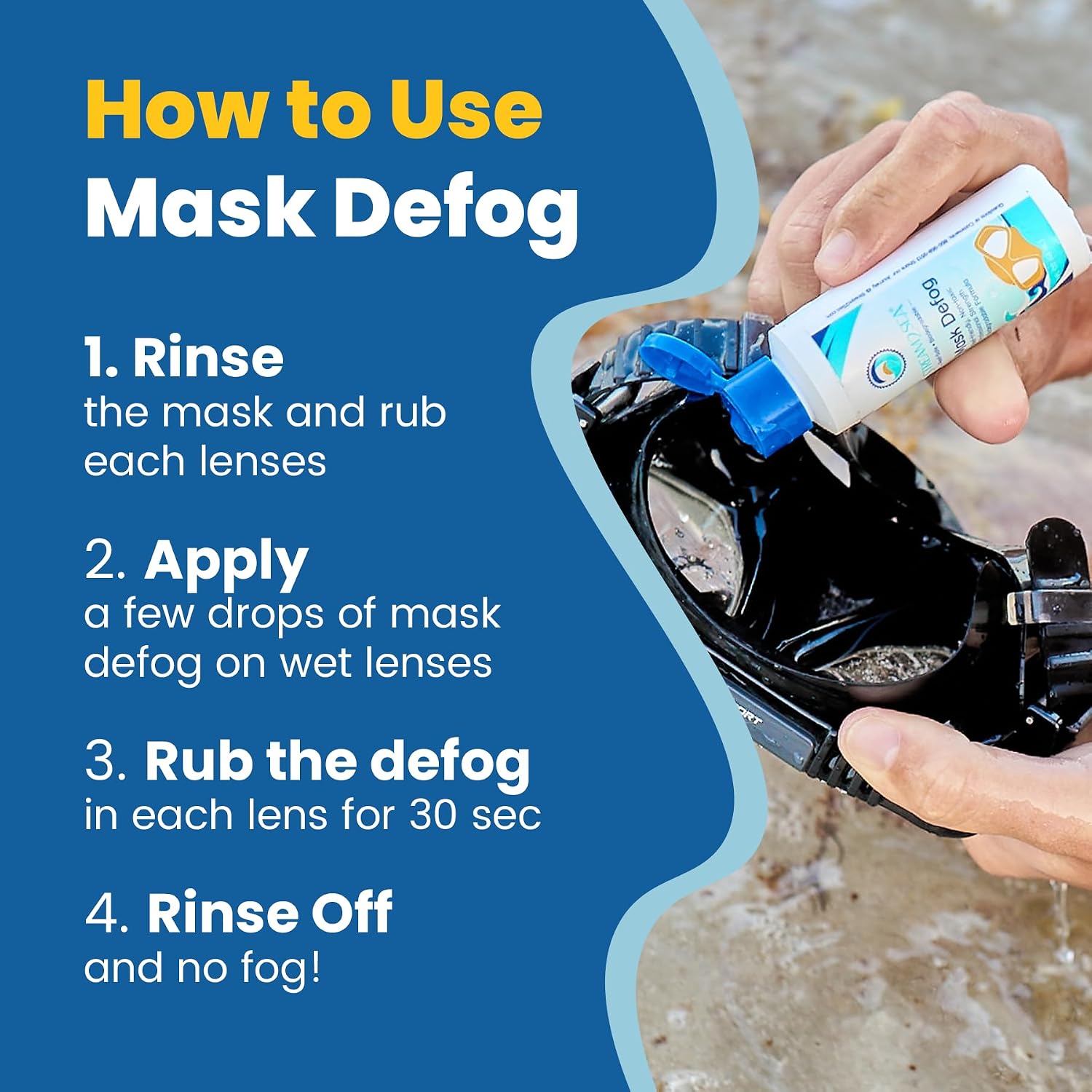 Reef Safe Anti-Fog Spray for Swim Goggles, Snorkel, Scuba & Ski Masks – Defogger for Diving, Snorkeling – 2Fl Oz