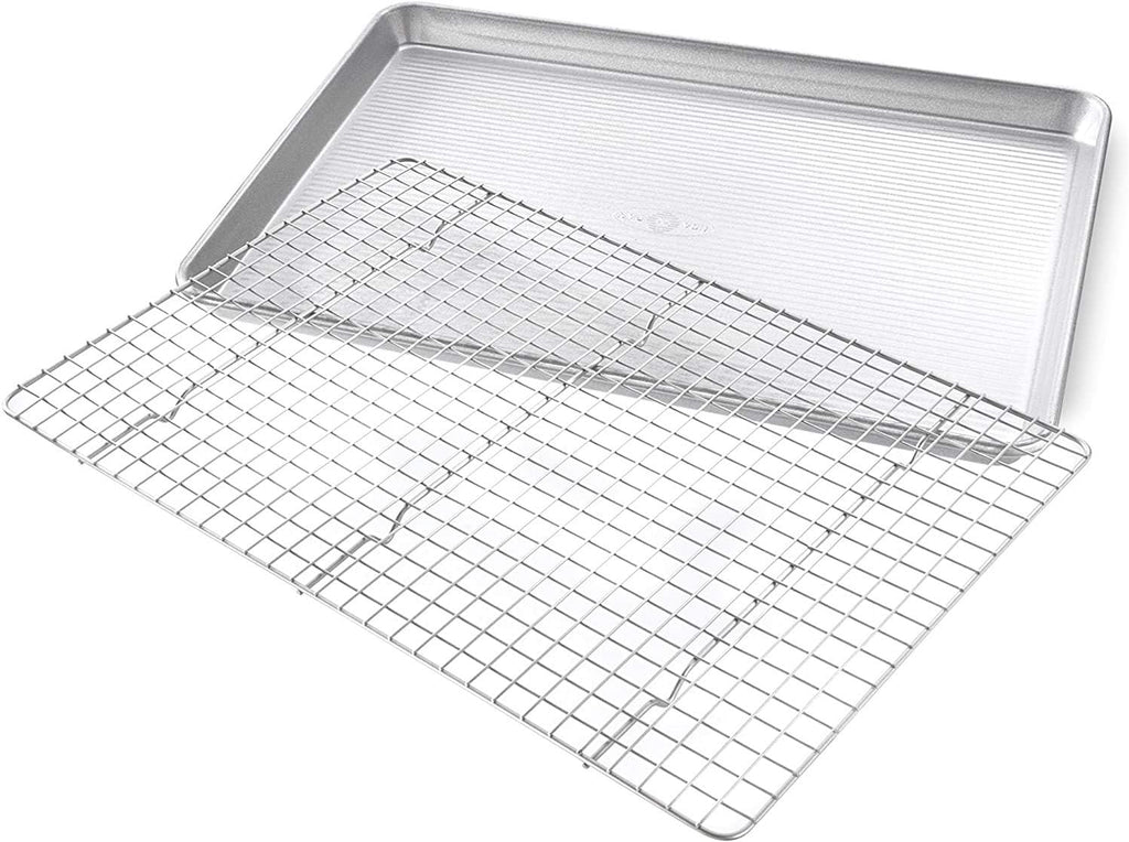 1607CR Bakeware Extra Large Sheet Baking Pan and Bakeable Nonstick Cooling Rack Set, XL, Metal
