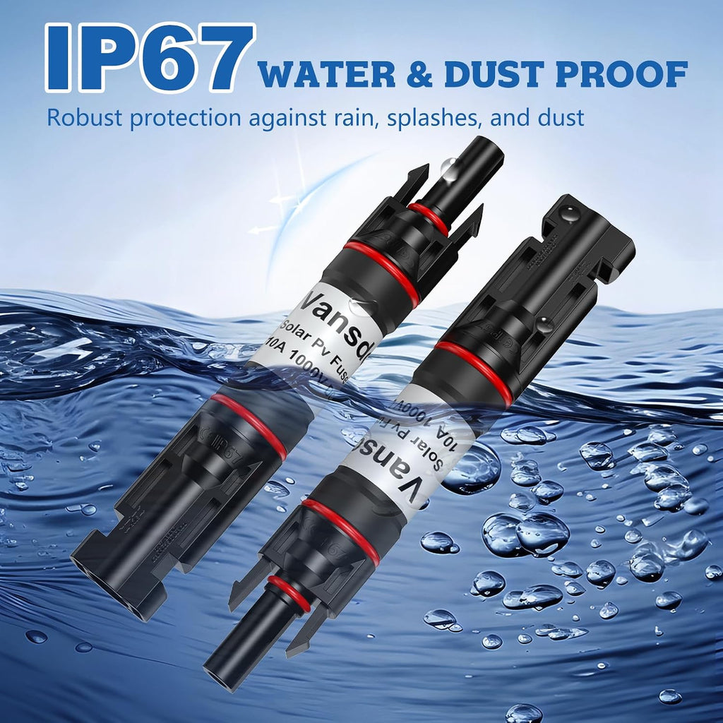 10A Solar Fuse Holder Inline 2PCS for Solar Panel and Controller | 10 Amp Solar Panel Fuse,Waterproof Solar Fuse