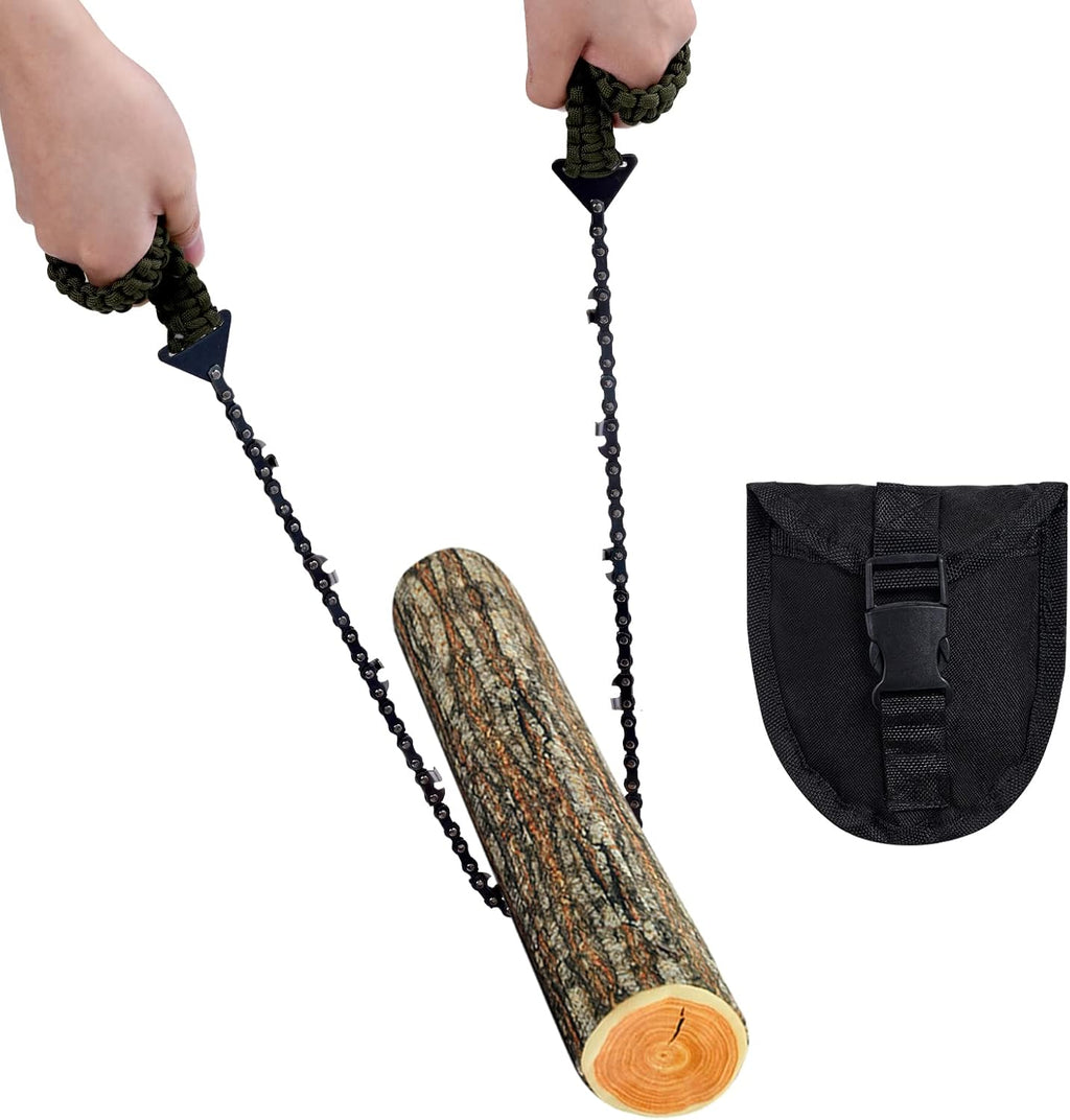 Pocket Chainsaw with Paracord Handle, Folding Chain Hand Saw, Emergency Outdoor Survival Gear for Camping, Hunting