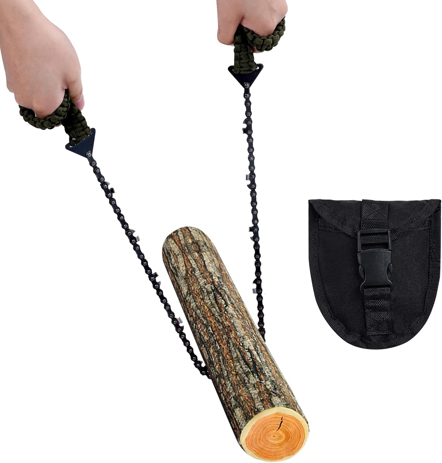 Pocket Chainsaw with Paracord Handle, Folding Chain Hand Saw, Emergency Outdoor Survival Gear for Camping, Hunting