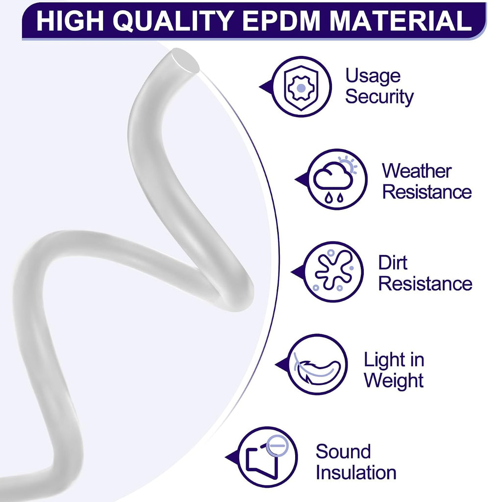 EPDM Backer Rod 1/4In x 100FT, Weather Stripping Seal Rubber Caulk Saver Round Backing Rod for Concrete Expansion