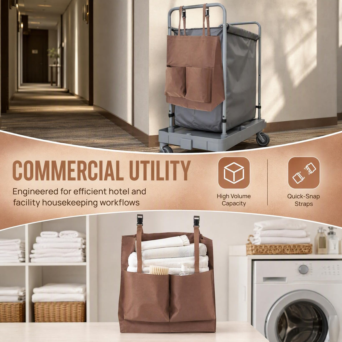 Housekeeping Cart Trash Bag Plastic and Cloth Coffee