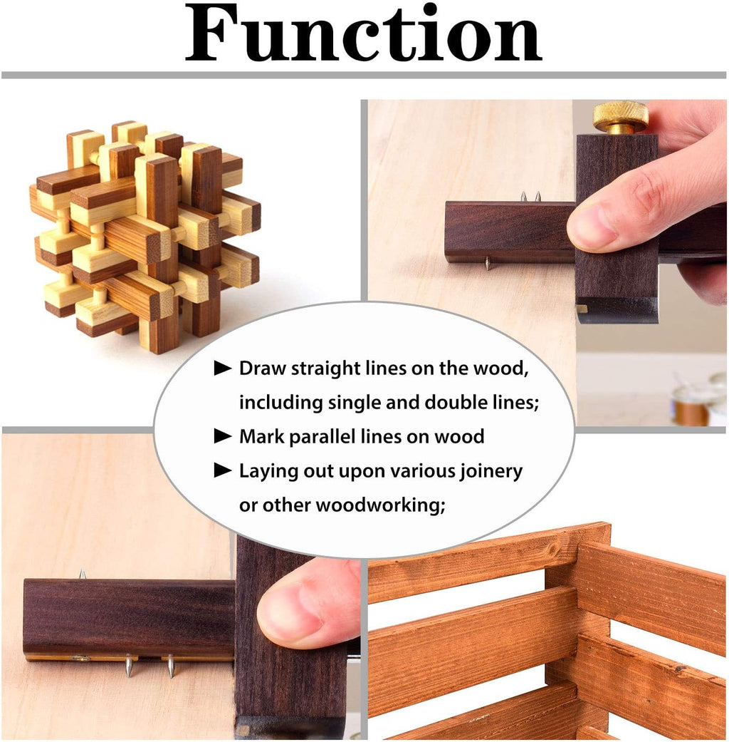 Mortise Gauge Woodworking Marking Gauge Ebony Mortise Square Gauge 6.4 Inches Sliding Mark Scraper Marker Measuring