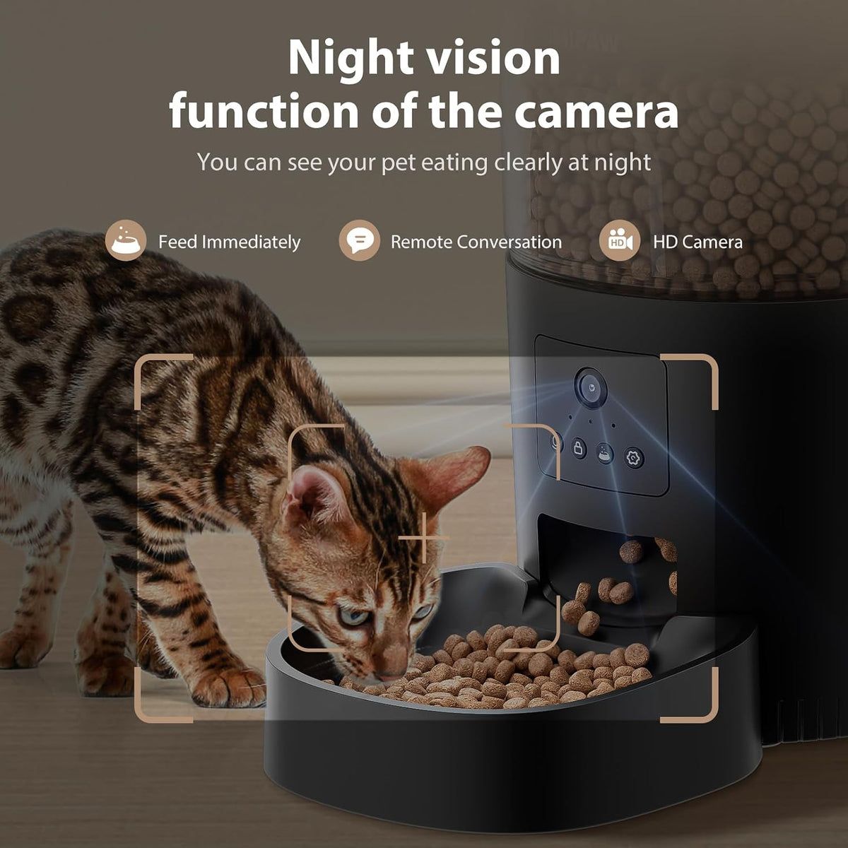 Automatic Cat Feeder with Camera - AI Pet Recognition & Recording, Night Vision, 5G WiFi APP Remote Control, Two-Way